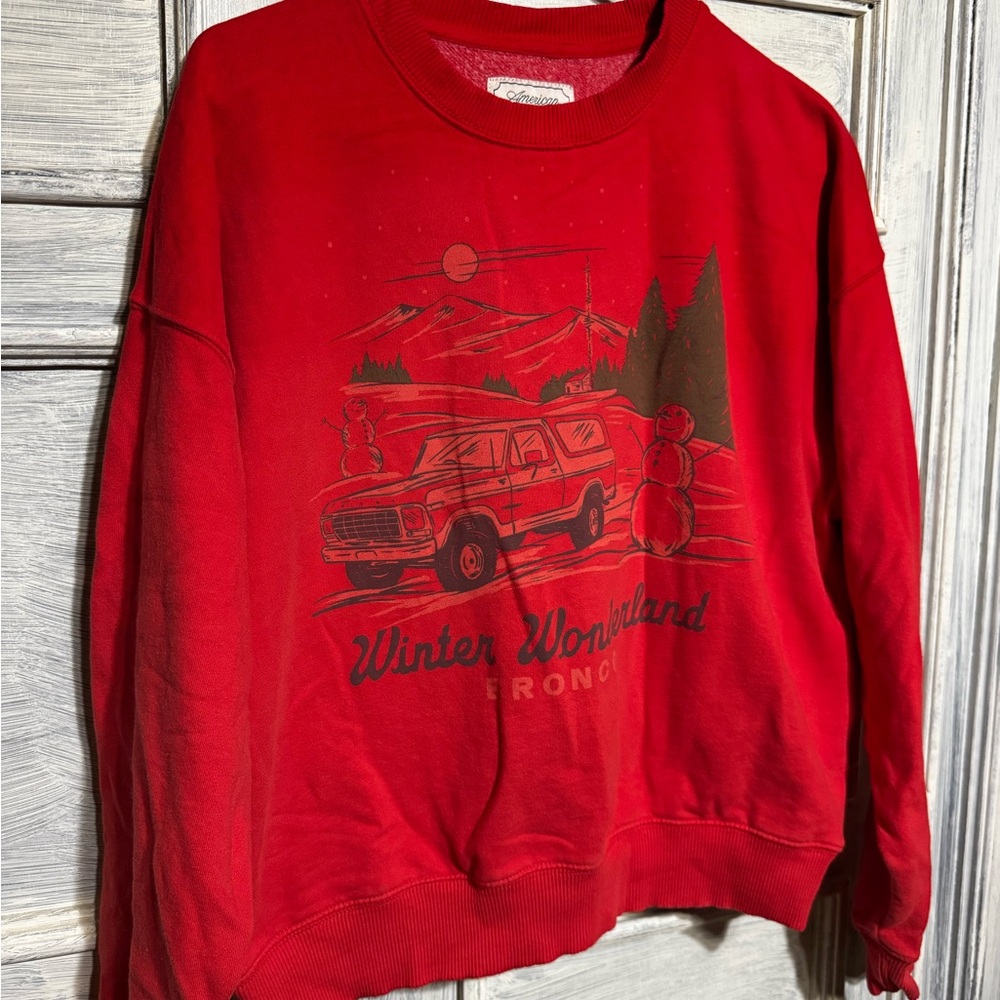 American Eagle Outfitters Red Crewneck Sweater